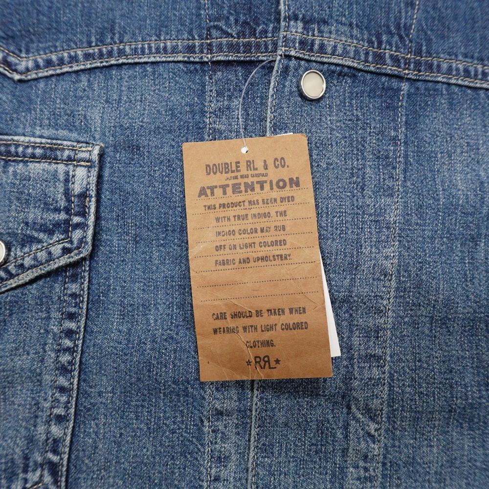 NWT RRL DOUBLE RL Mens XXL Indigo Dye Denim Western Sawtooth Trucker Jean Jacket - Picture 4 of 10